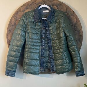 Attrait Paris Women’s Denim Trimmed Puffer Jacket